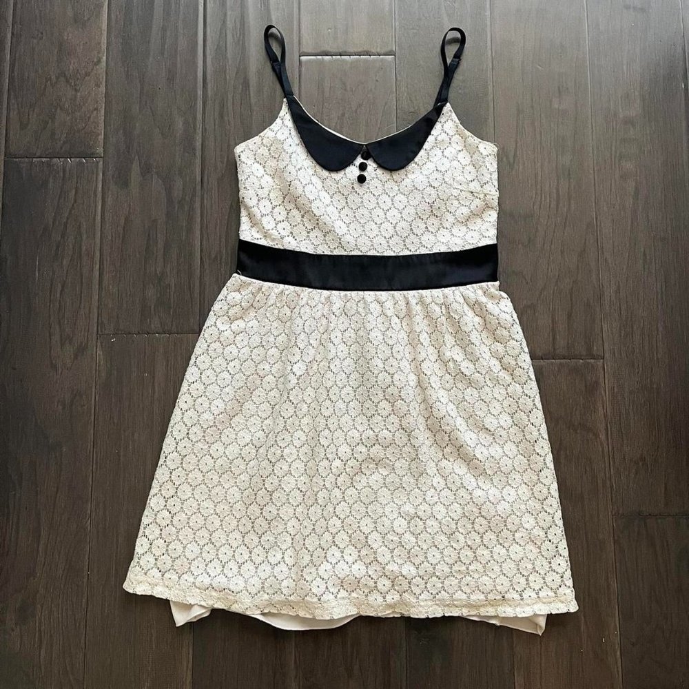 90s Vintage Dress, Black/White
